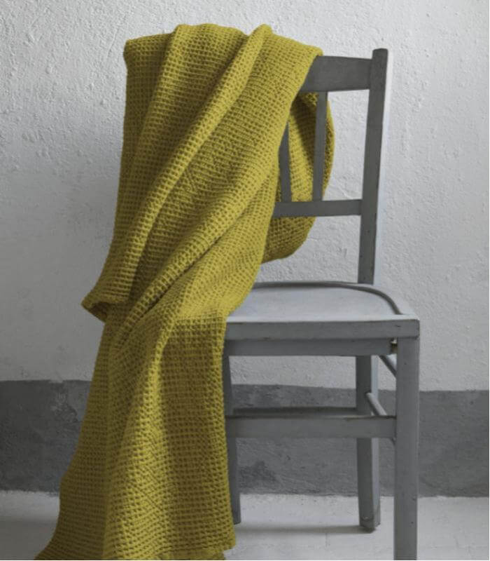 Plaid coton vert - accessoire déco luxe pour salon ou chambre