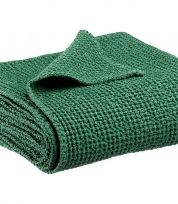 Jeté de canapé/ Couvre-lit 100% coton MAIA Vert Epicéa - en coton - haut de gamme