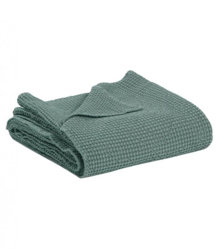 Plaid coton gris - détail texture douce pour couvre-lit et chambre