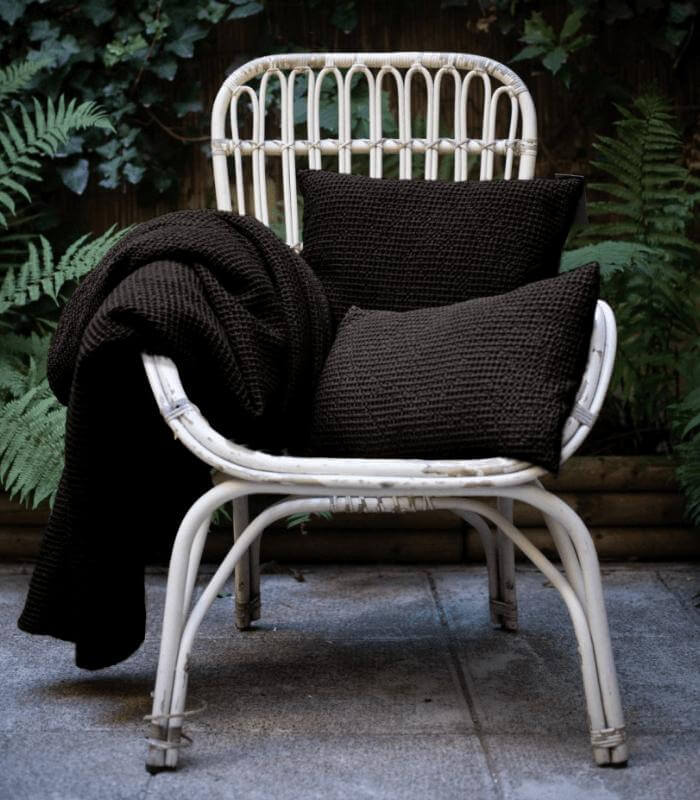 Jeté de canapé/Couvre-lit 100% coton MAIA Noir Carbone, Vivaraise