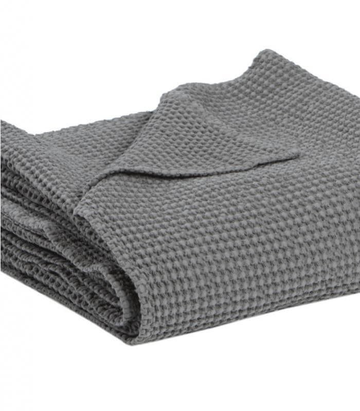 Jeté de canapé/Couvre-lit 100% coton MAIA Gris Foncé, Vivaraise