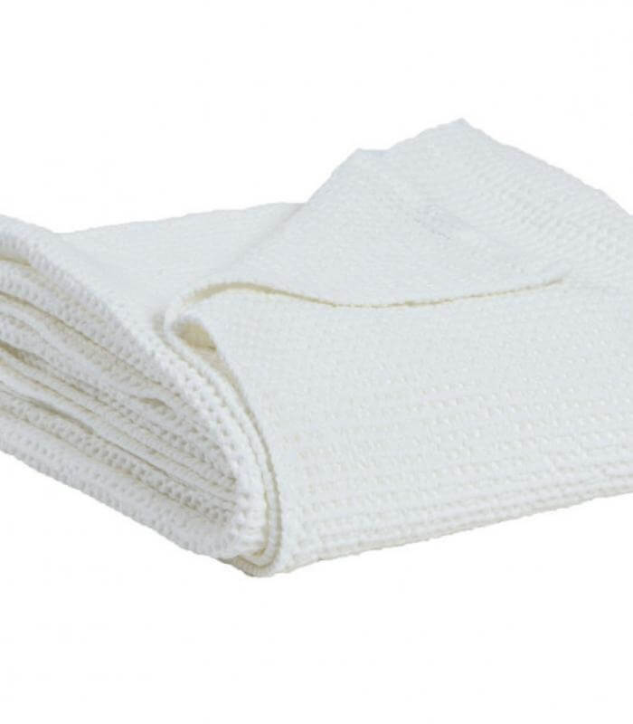 Jeté de canapé/Couvre-lit 100% Coton MAIA Blanc Craie, Vivaraise