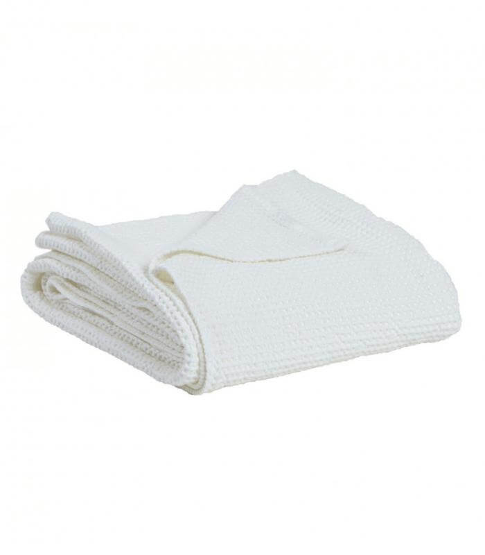 Jeté de canapé/Couvre-lit 100% Coton MAIA Blanc Craie, Vivaraise, gros plan sur la matière