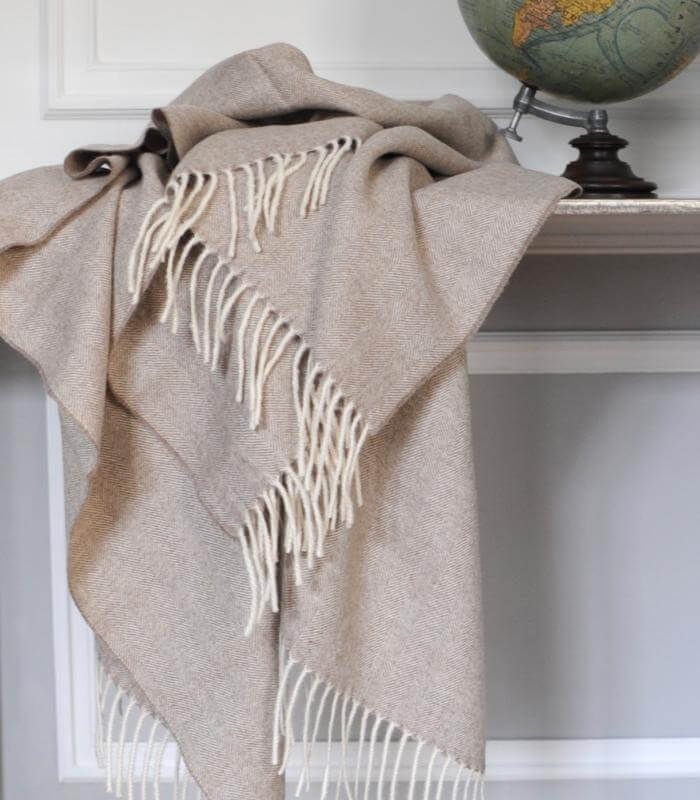 Plaid Laine Alpaga Luxe Inca Chic Beige 130 x 180cm, Casa Paola, tissé en Pérou
