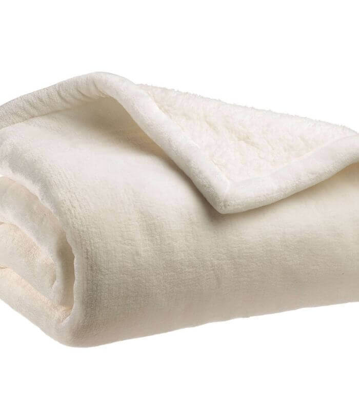 Plaid Cocooning Effet Mouton Blanc Cassé, Vivaraise