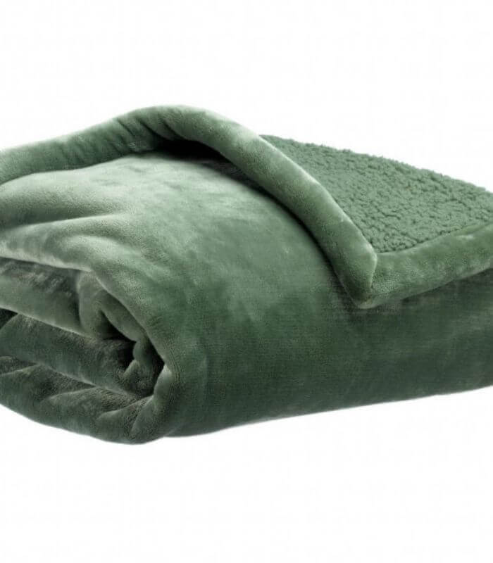 Plaid Cocooning Effet Mouton Vert Amande, Plaid Addict