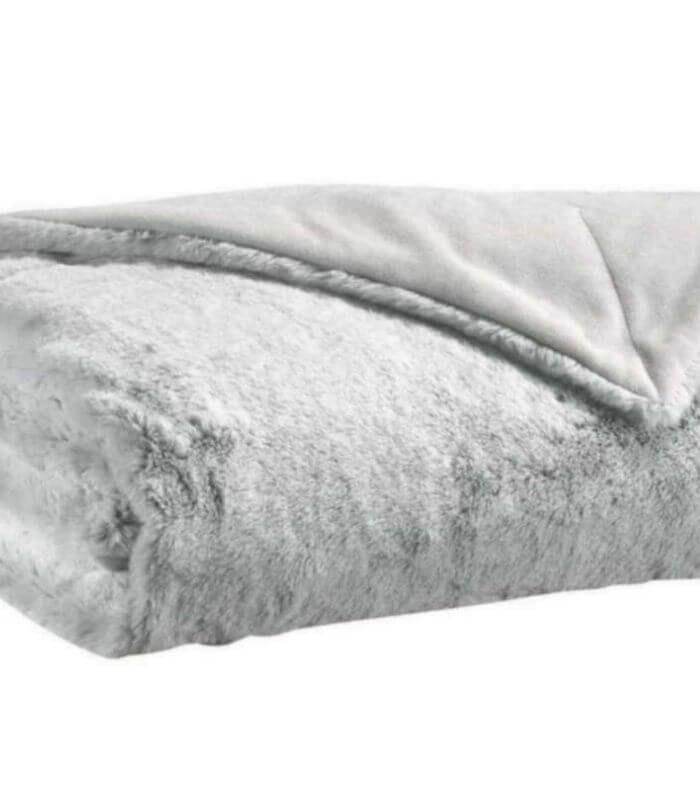 Plaid Fausse Fourrure Gris Perle 130 x 160 cm, Vivaraise