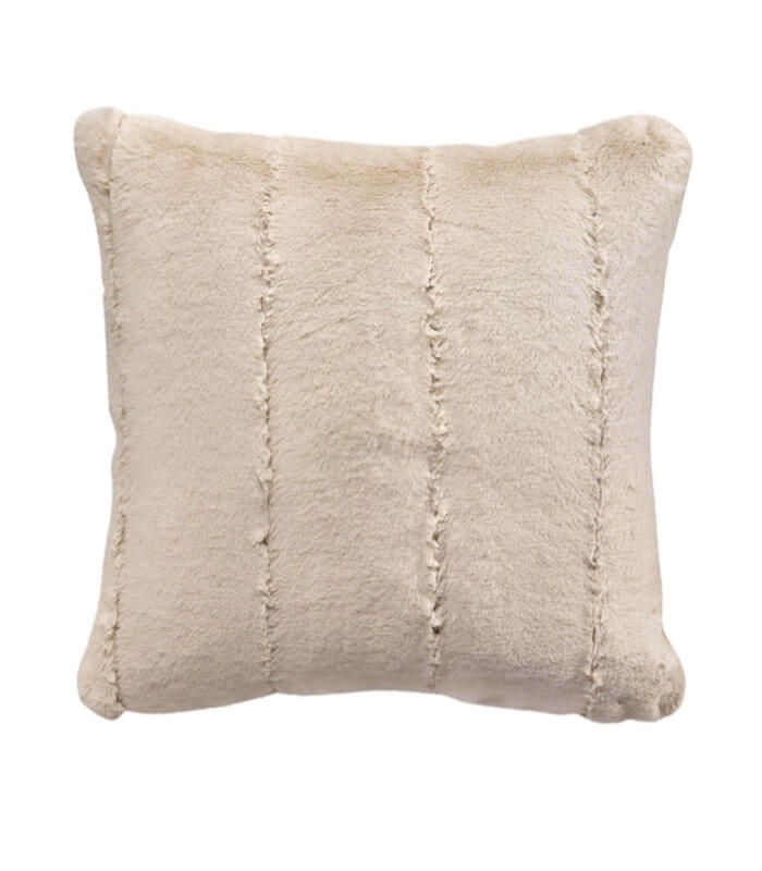 Coussin Fausse Fourrure Uni Beige 45 X 45 cm