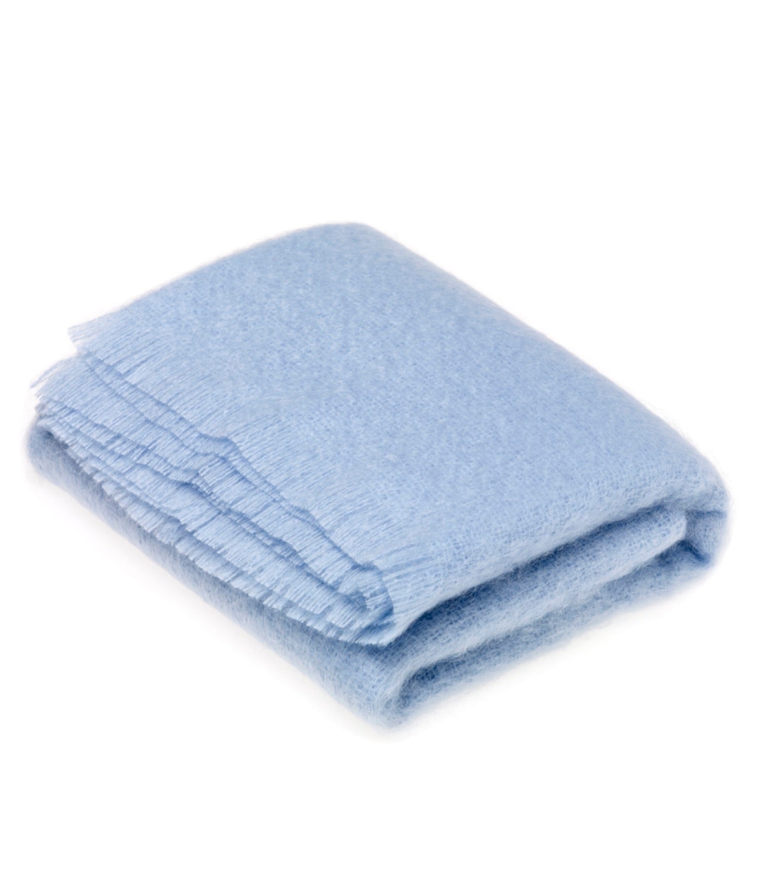 Plaid Mohair Bleu Ciel Luxe 140 x 180 cm, Plaid Addict, gros plan sur la matière