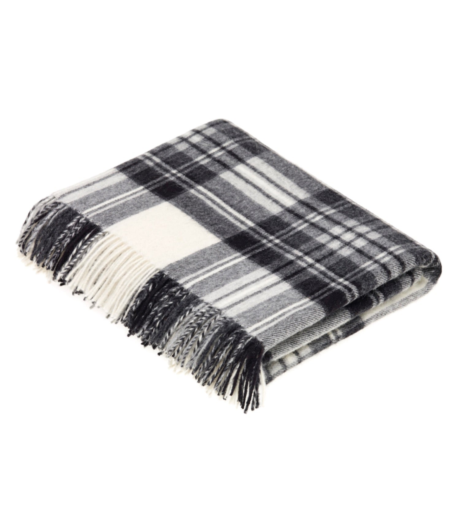 Plaid Ecossais Dress Stewart Gris Laine Mérinos 140 x 185cm, B at Home, confort haut de gamme