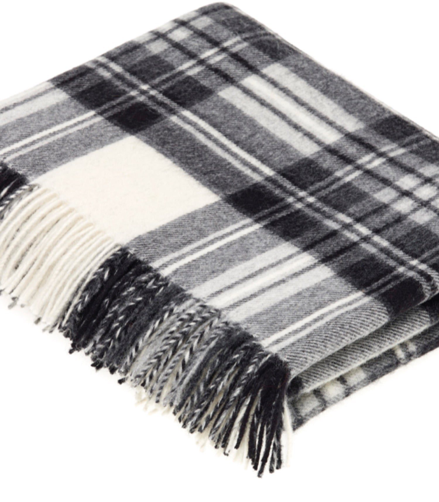 Plaid Ecossais Dress Stewart Gris Laine Mérinos 140 x 185cm, B at Home, ambiance cocooning