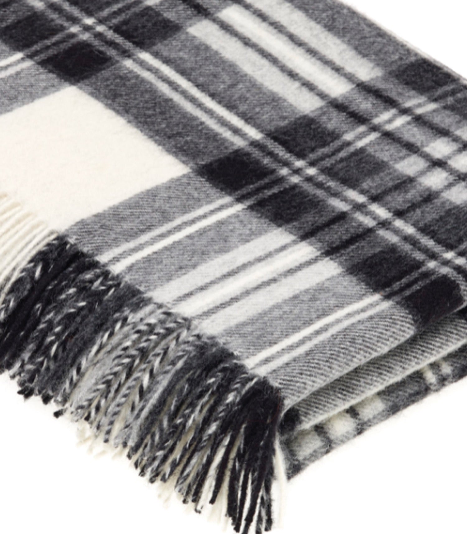 Plaid Ecossais Dress Stewart Gris Laine Mérinos 140 x 185cm, B at Home, idée cadeau déco