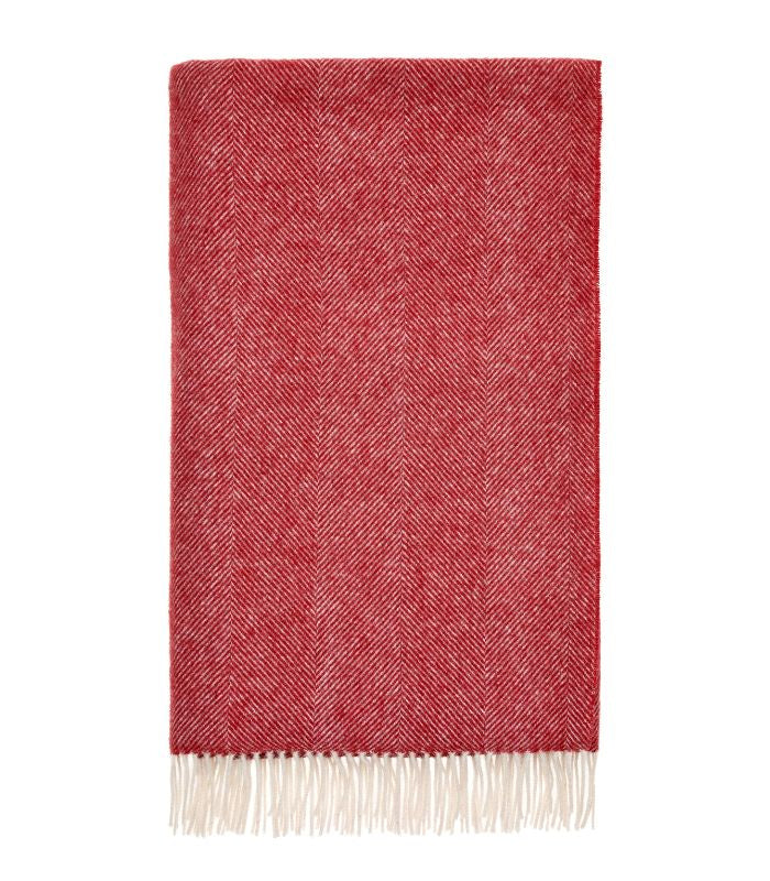 Plaid Laine Chevrons Rouge 140 x185 cm, B at Home, confort haut de gamme