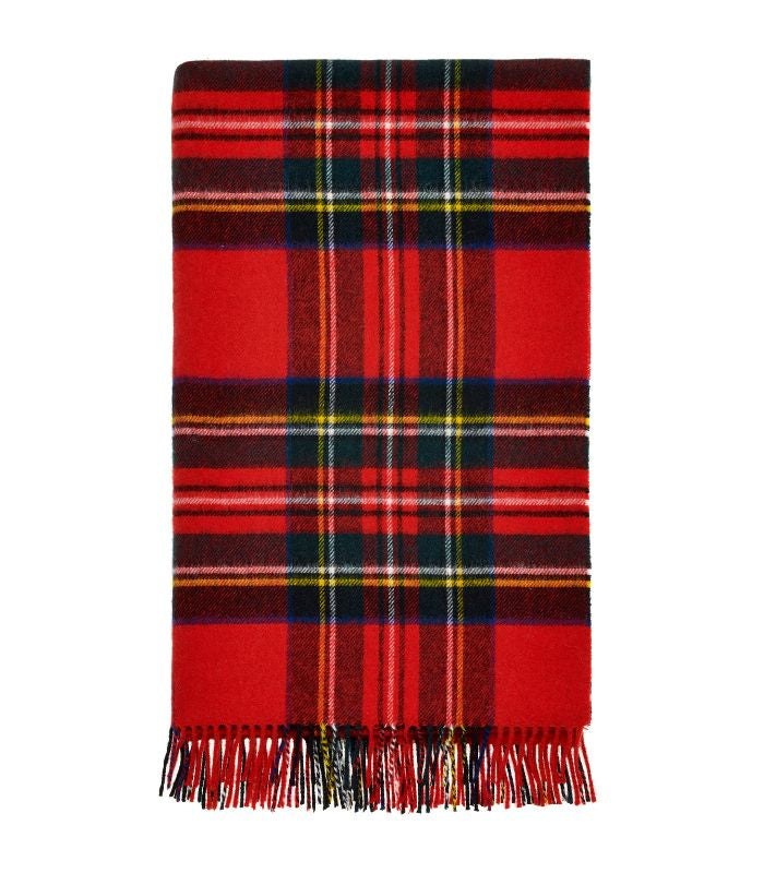 Plaid Écossais Rouge Royal Stewart - cadeau déco en laine mérinos tissé en Angleterre