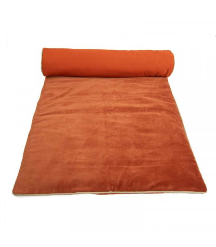 Edredon Bout de Lit Velours Orange Brick 85 x 200cm, Plaid Addict