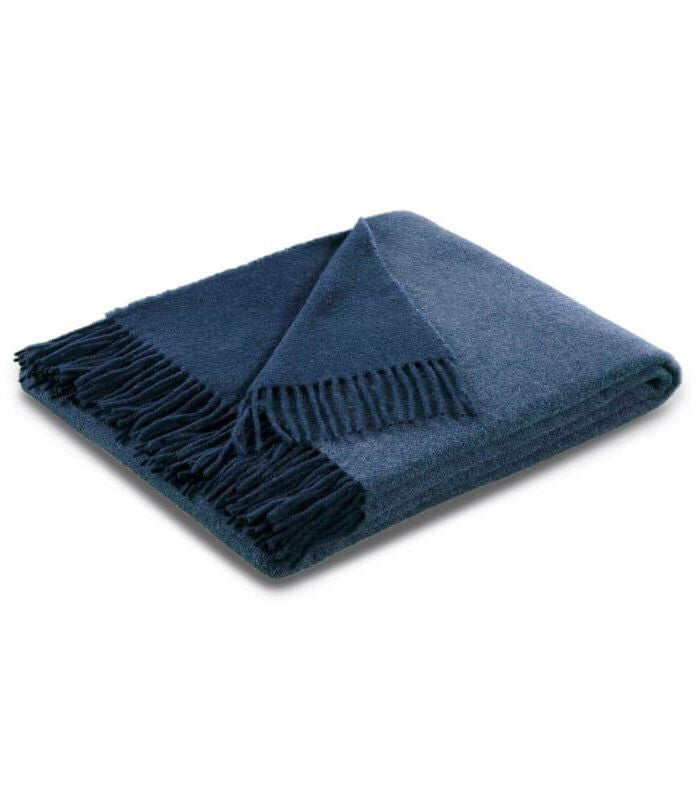 Plaid Cachemire et Laine Bleu Indigo 130 x 170 cm - Collection VENICE, Plaid Addict, confort haut de gamme