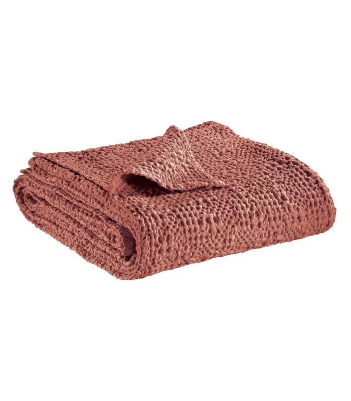 Jeté de canapé/Couvre-lit 100% coton TANA Blush 240 x 260cm, Vivaraise, gros plan sur la matière