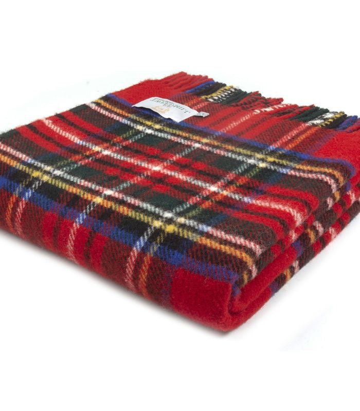 Plaid Pure Laine Écossais Royal Stewart 150 x 183 cm, The Mill, tissé en Angleterre