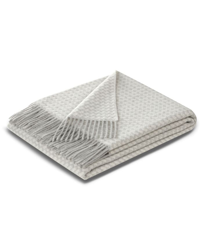 Plaid Cachemire Gris Clair 130 x 170 cm - Collection CORTINA, Plaid Addict, confort haut de gamme