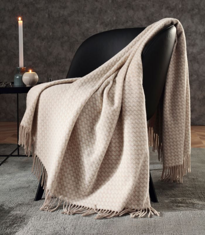 Plaid Cachemire Beige 130 x 170 cm - Collection CORTINA, Plaid Addict