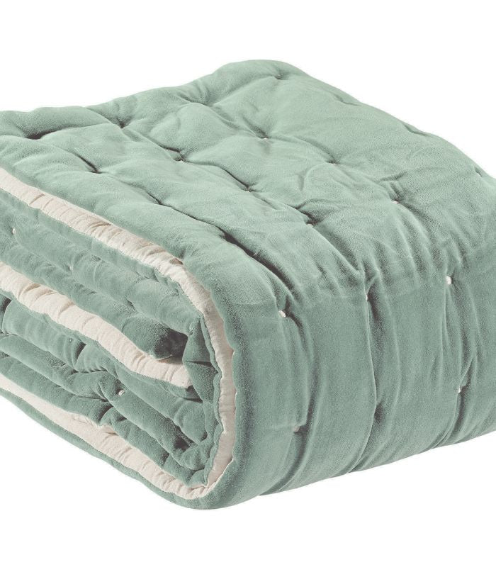 Chemin de lit Velours ELISE Opaline 90 x 240 cm, Vivaraise