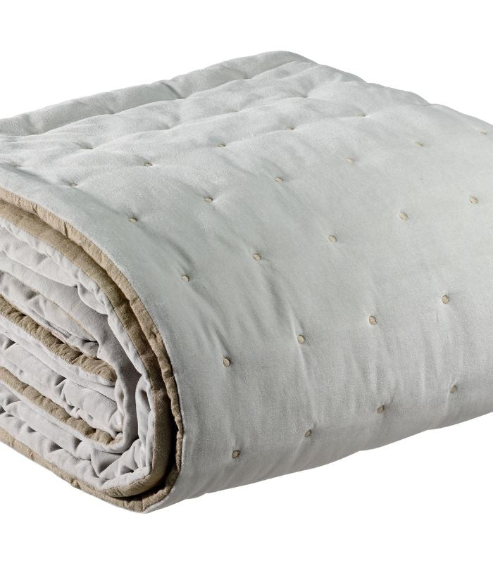 Edredon/Jeté de Lit Velours ELISE Gris Perle 240 x 260 cm, Vivaraise