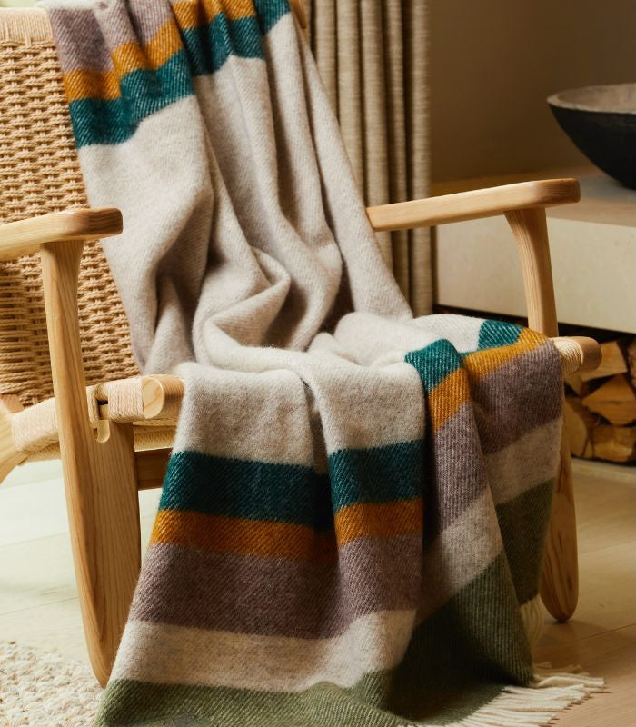 Plaid Pure Laine Alaska Earth 130 x 183 cm, The Mill, tissé en Angleterre