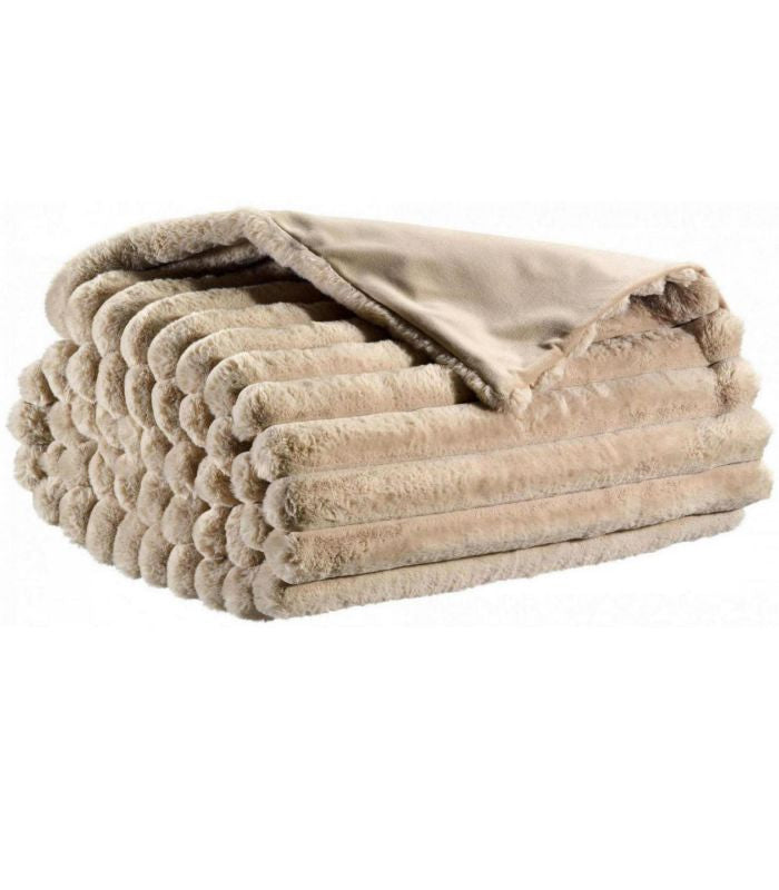 Plaid Fausse Fourrure Beige 130 x 160 cm, Plaid Addict, confort haut de gamme