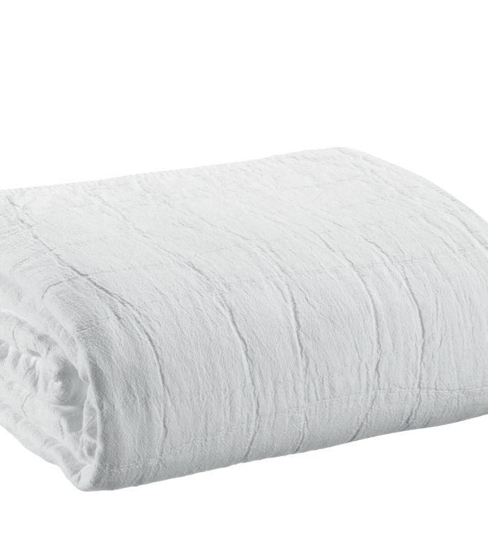 Jeté de canapé/Couvre-lit 100% coton TITOU Blanc, Vivaraise, gros plan sur la matière