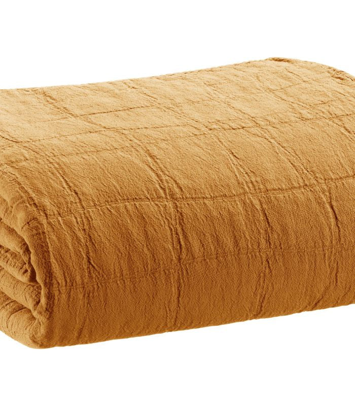 Jeté de canapé/Couvre-lit 100% coton TITOU Havane, Vivaraise, gros plan sur la matière