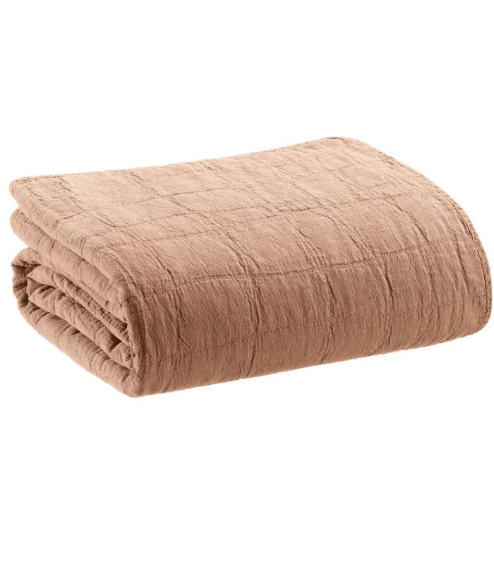 Jeté de canapé/Couvre-lit 100% coton TITOU Rose Dragée, Vivaraise