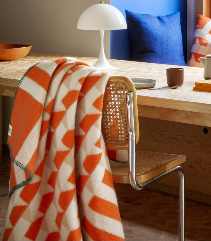 Plaid Pure Laine Design Kvam Orange 135 x 200 cm, Roros Tweed, confort haut de gamme