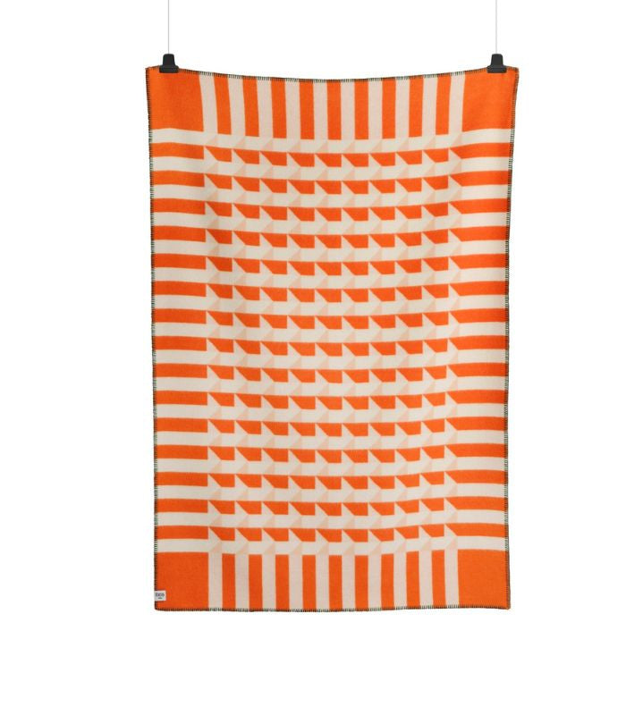 Plaid Pure Laine Design Kvam Orange 135 x 200 cm, Roros Tweed, ambiance cocooning