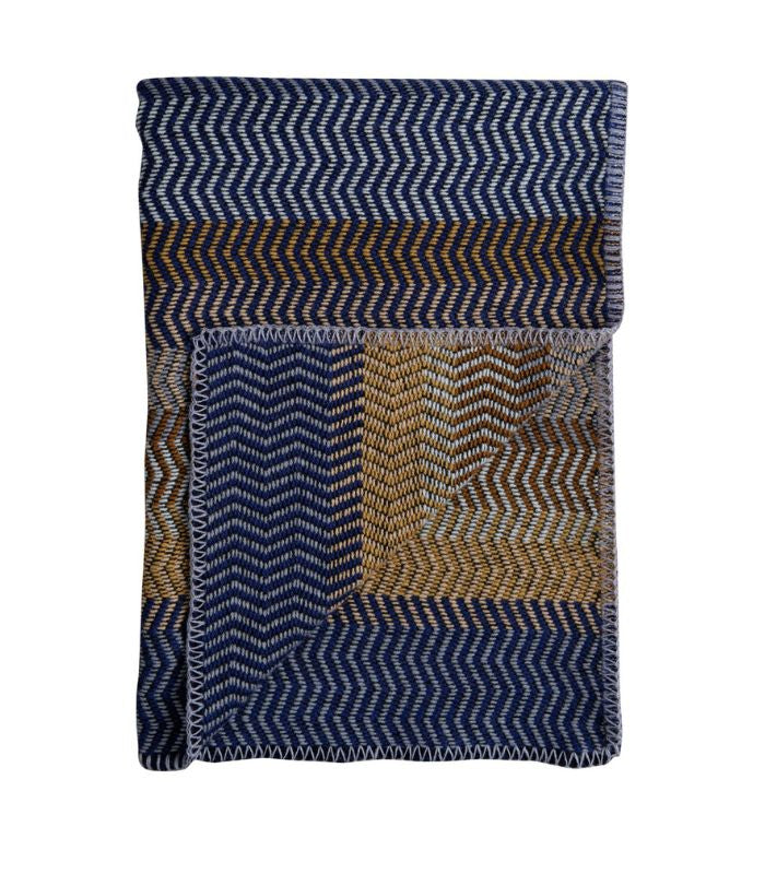 Plaid Pure Laine FRI Bleu et Brun 150 x 200 cm, Roros Tweed, tissé en Norvège