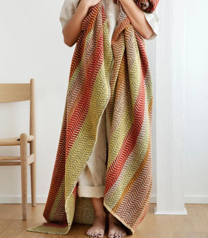 Plaid Pure Laine FRI Rouge et Vert clair 150 x 200 cm, Roros Tweed, tissé en Norvège