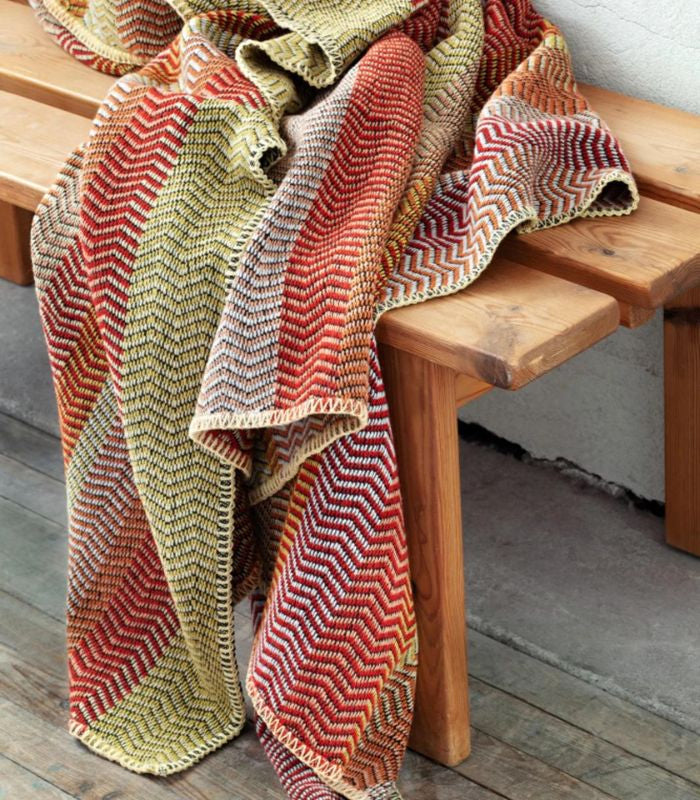Plaid Pure Laine FRI Rouge et Vert clair 150 x 200 cm, Roros Tweed, confort haut de gamme