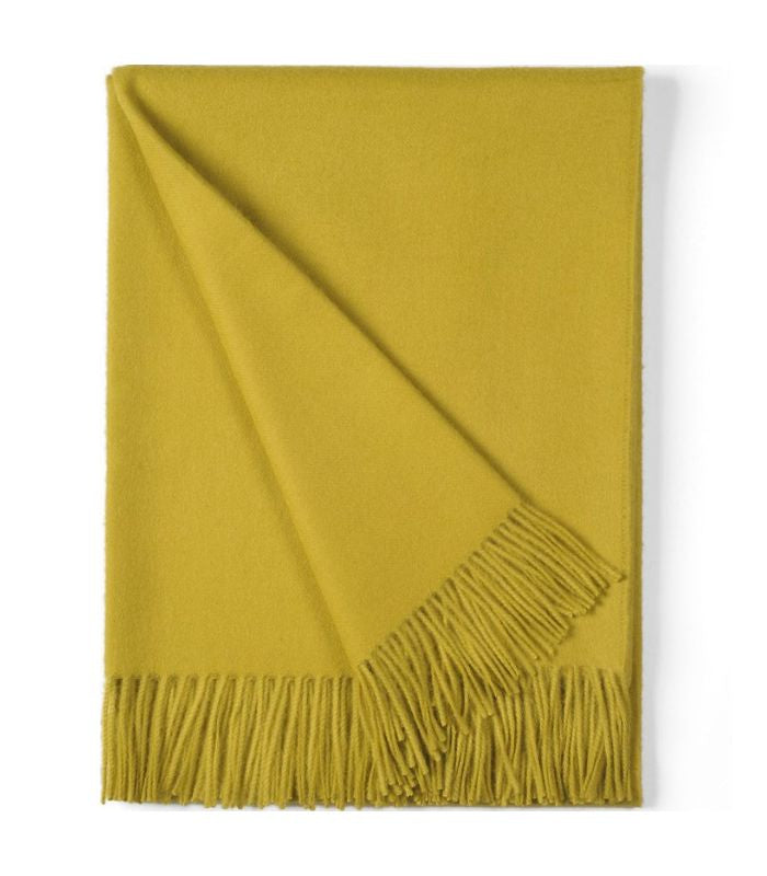 Plaid Laine Alpaga Luxe Vert Anis 130 x 180 cm, Casa Paola, tissé en Pérou