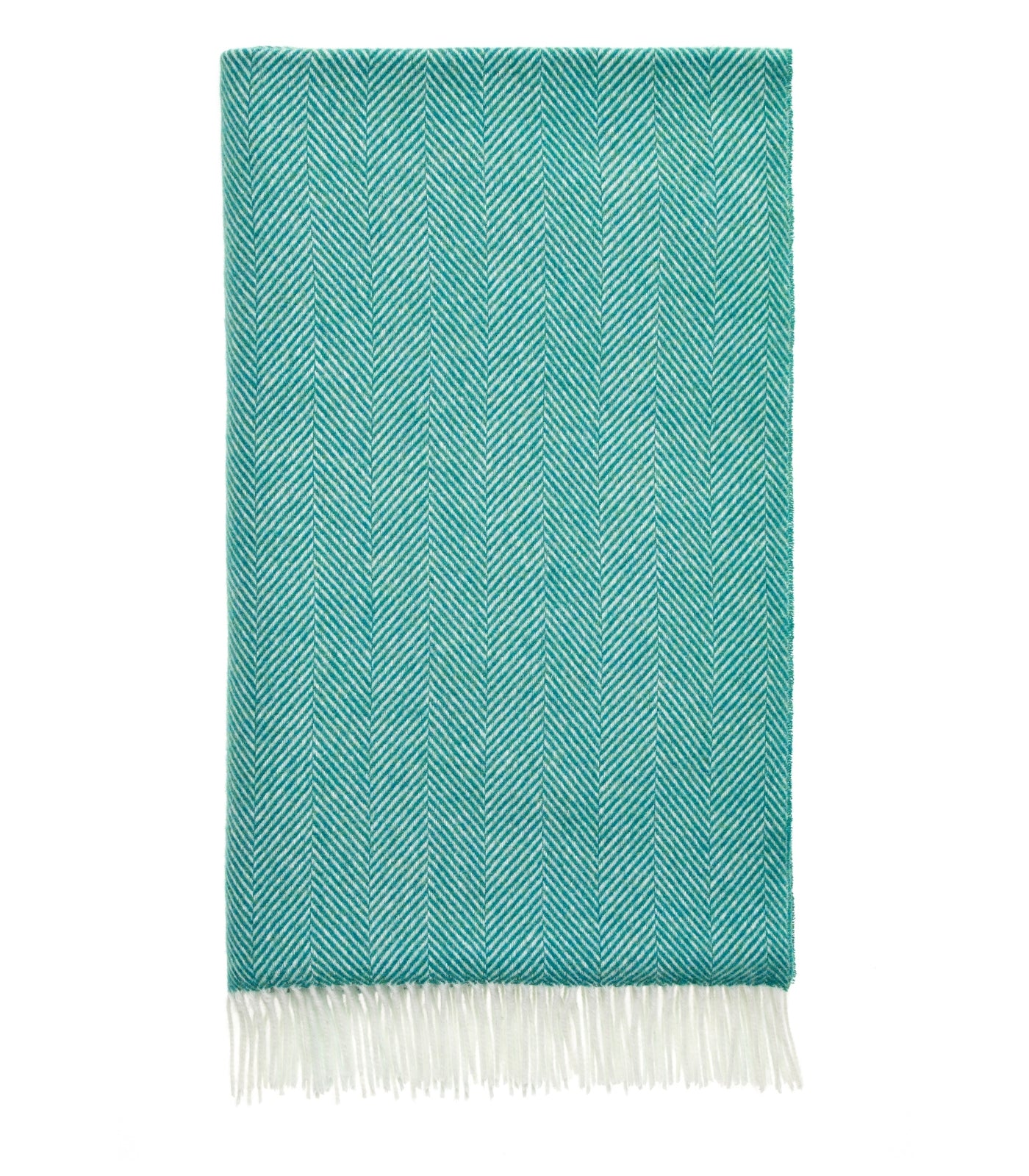 Plaid Laine Mérinos Chevrons Vert Jade 140 x 185 cm, B at Home, tissé en Angleterre