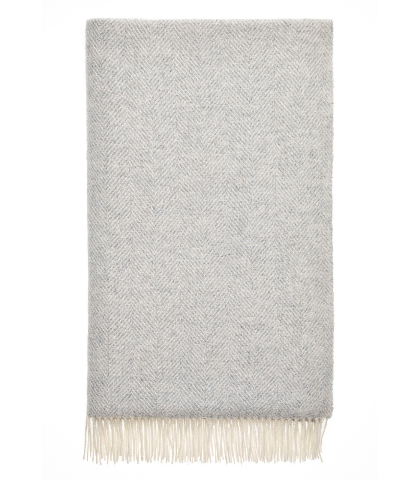 Plaid Laine Mérinos Chevrons Gris - en laine - tissé en Angleterre