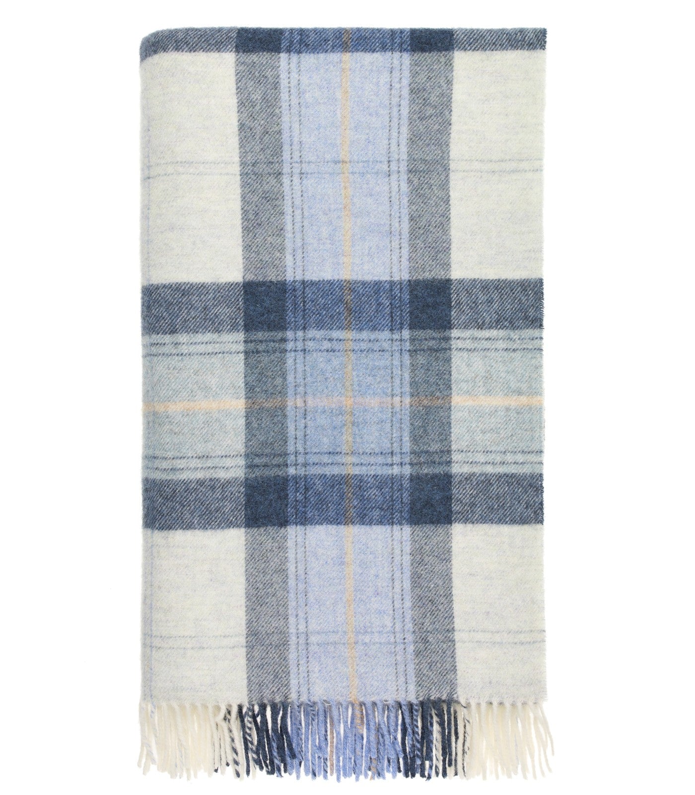 Plaid Laine Ecossais Skye Bleu 140 x 185 cm, B at Home, tissé en Angleterre