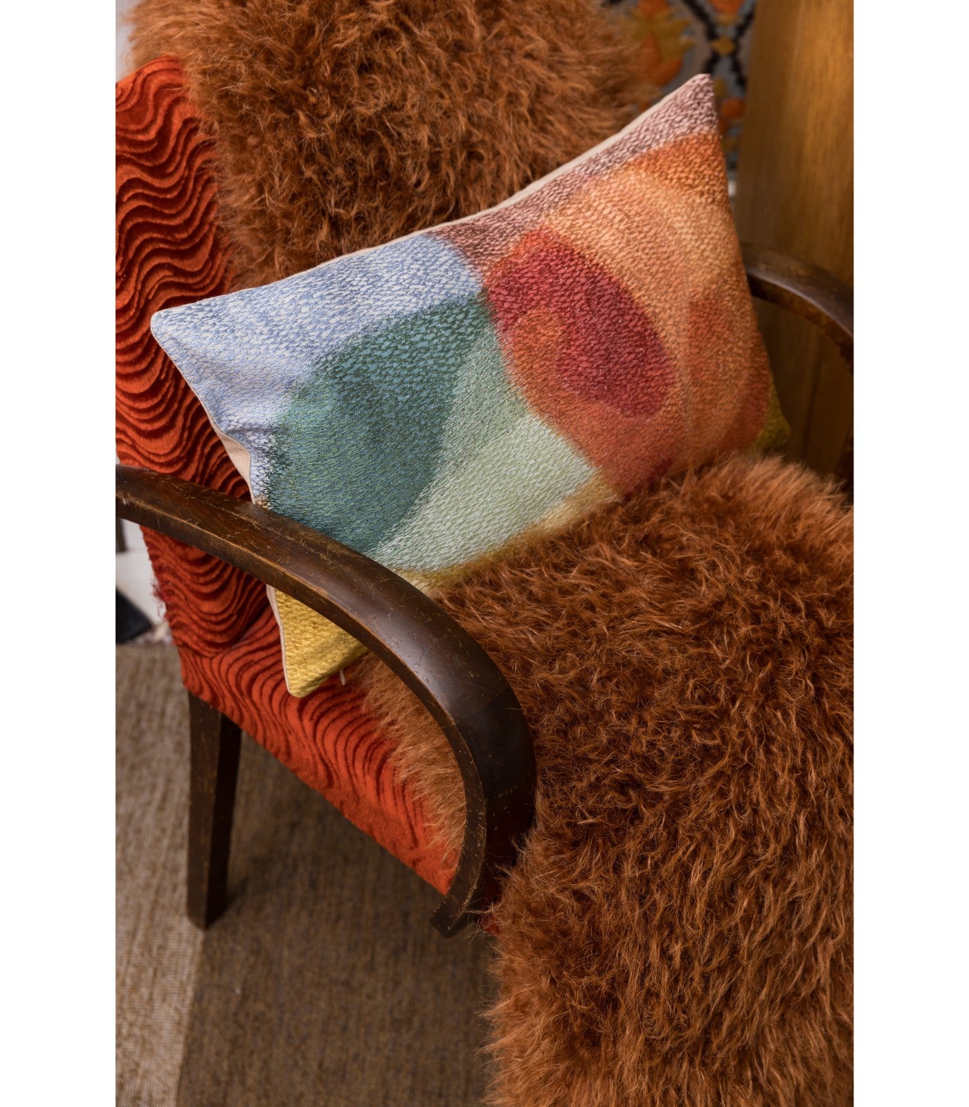 Plaid Fausse Fourrure Rouille Imitation Mouton - 130 x 160 cm, Vivaraise, gros plan sur la matière