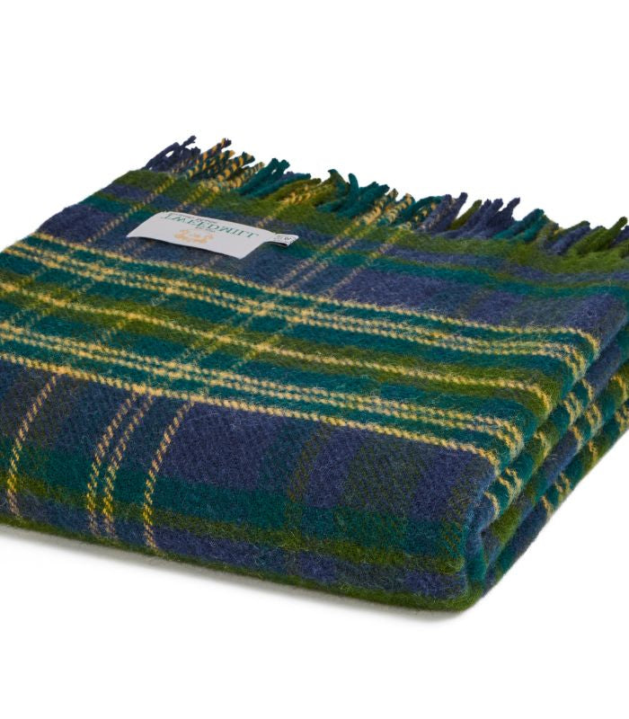 Plaid Pure Laine Écossais Vert Forest 150 x 183 cm, The Mill, gros plan sur la matière