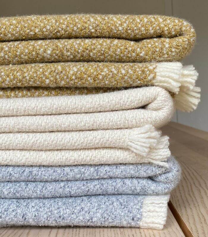 Plaid Laine et Soie Hera Ecru 140 x 180 cm, Plaid Addict, confort haut de gamme