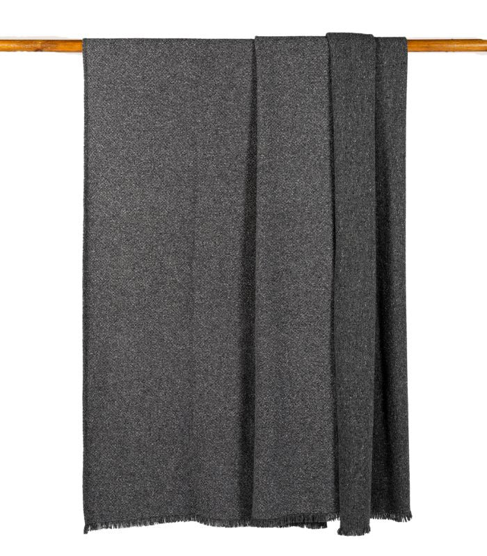 Plaid Laine et Soie Hera Anthracite 140 x 180 cm, Plaid Addict