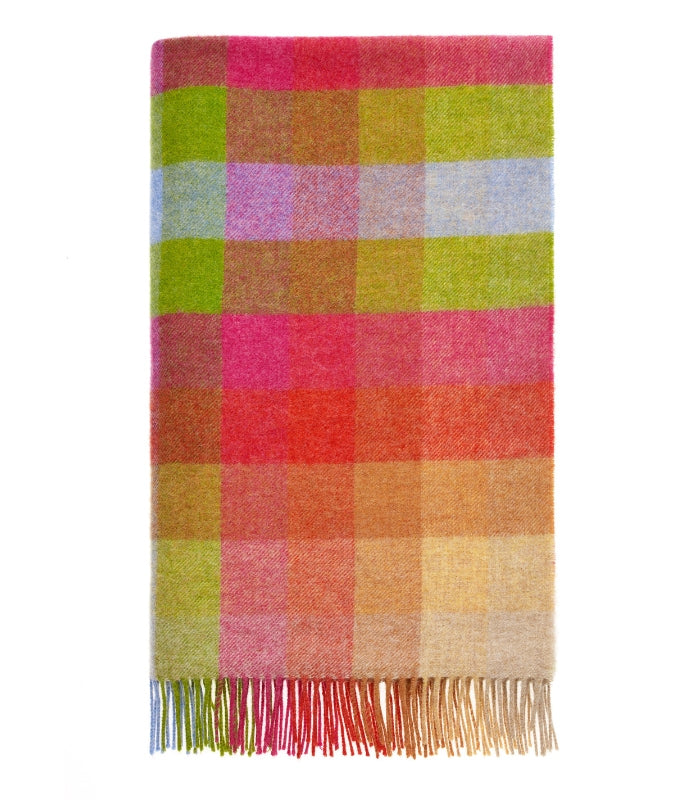 Plaid Laine Carreaux Sunshine 140 x 185 cm, B at Home, tissé en Angleterre