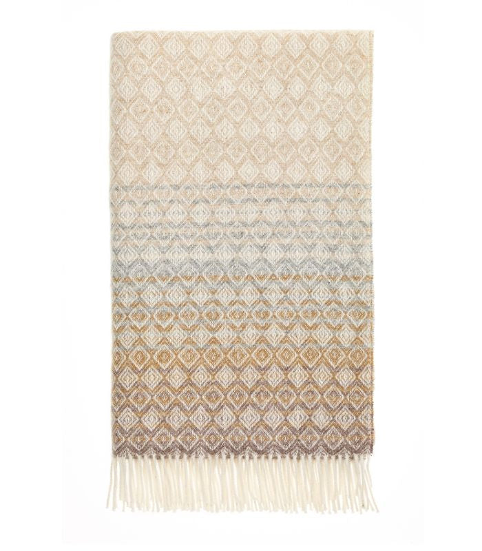Plaid Pure Laine Anglaise Ombre Diamond Naturel 140 x 185 cm, B at Home, tissé en Angleterre