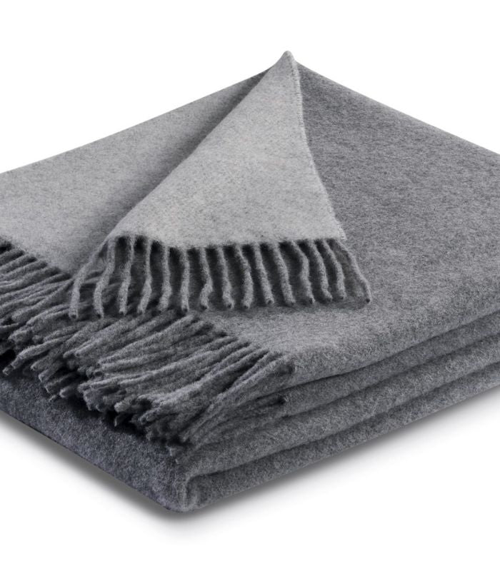 Plaid Cachemire et Laine Reversible Gris 150 x 200 cm - Collection VENICE, Plaid Addict