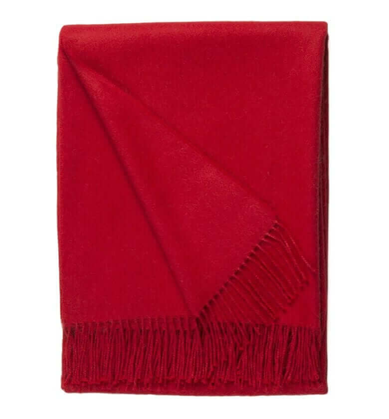 Plaid Alpaga rouge - détail texture douce pour canapé et chambre