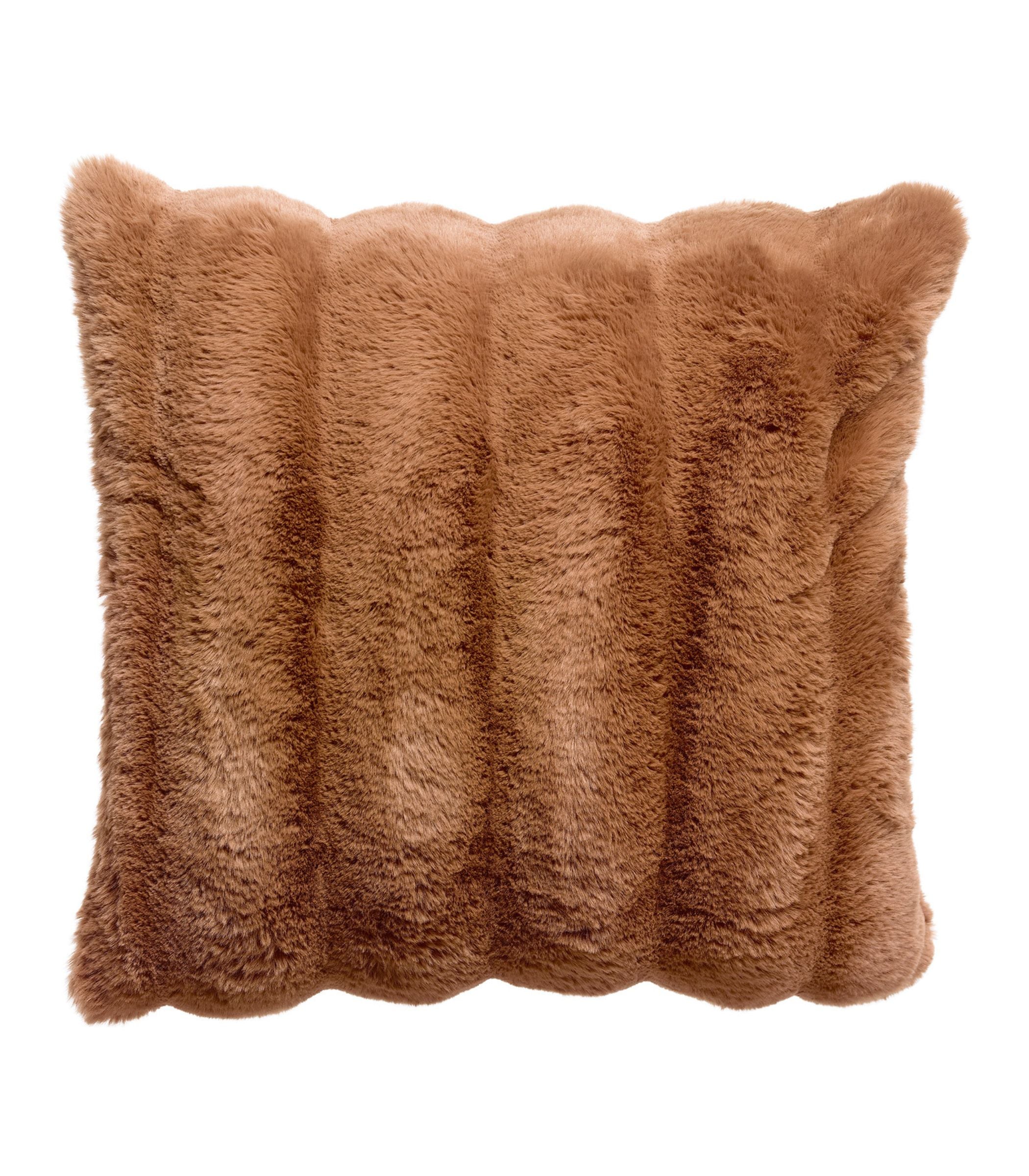 Coussin Fausse Fourrure Double Face Brun Moka 45 x 45 cm