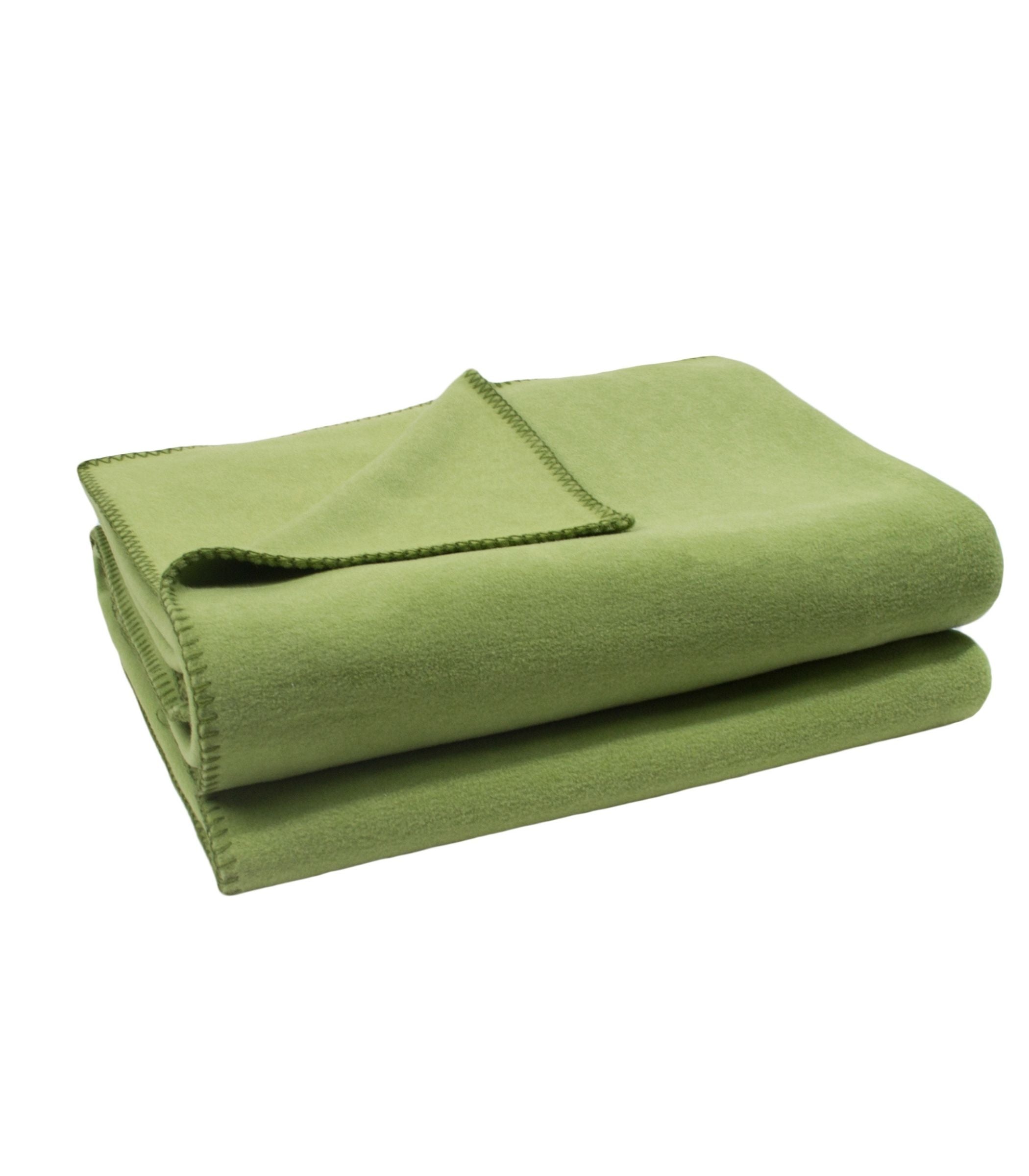Plaid Polaire Luxe Vert Amande- Choix de Tailles